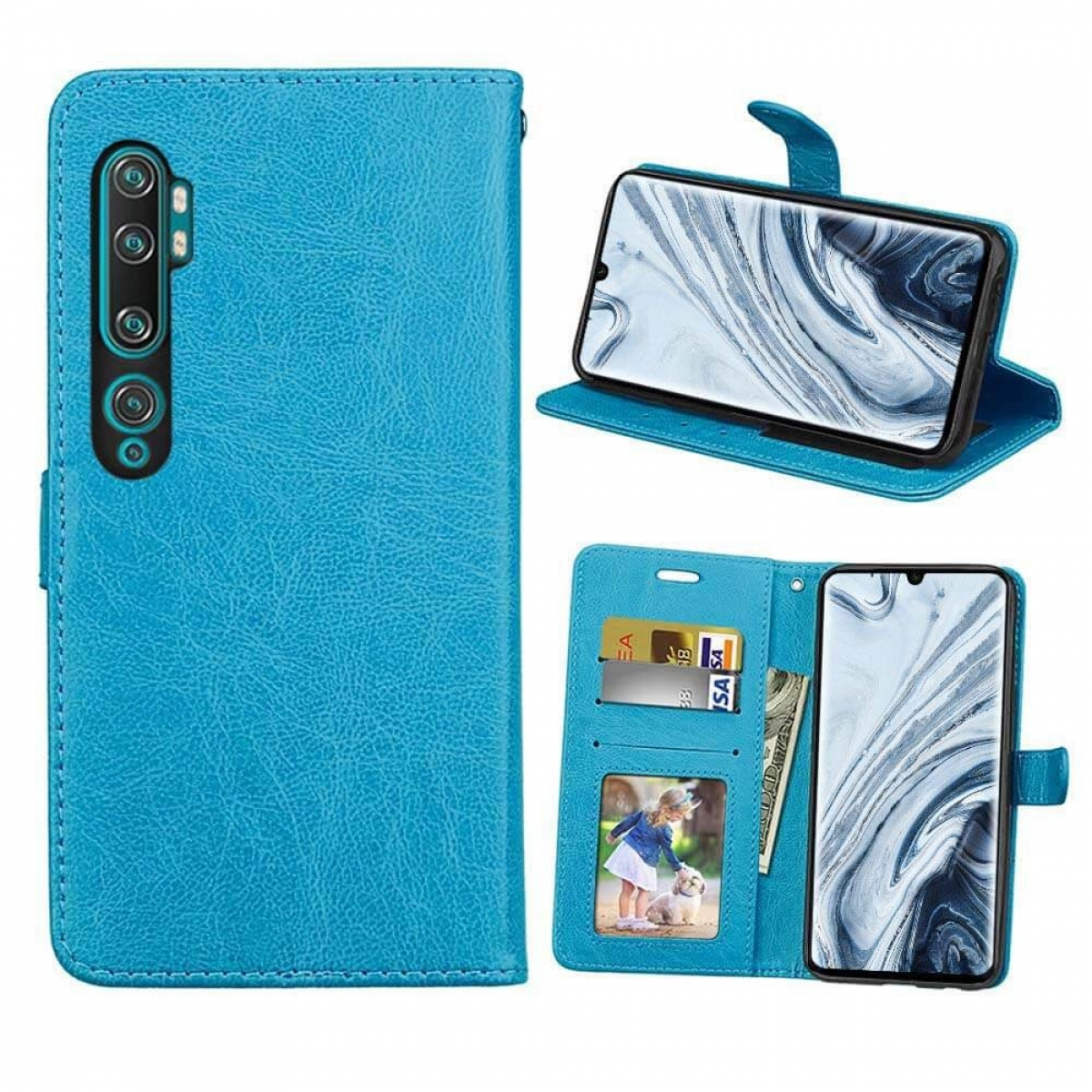 10 Pro, CASEONLINE Multicolor Hellblau, Mi Note Xiaomi, Klappbare Bookcover, -
