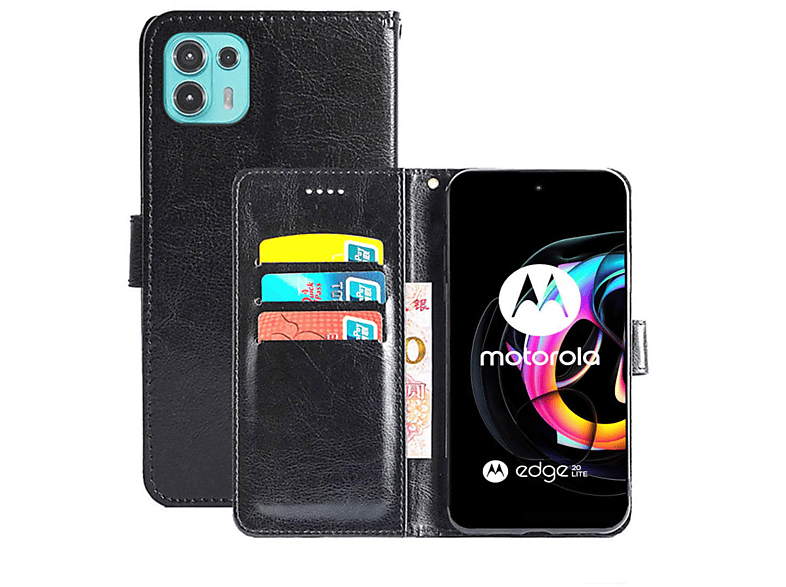 20 Lite, Edge Klappbare CASEONLINE Motorola, Multicolor Bookcover, Schwarz, -