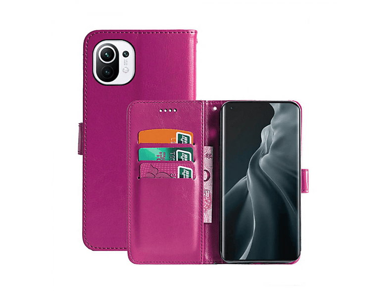 CASEONLINE Klappbare - Pink, Bookcover, Xiaomi, Mi 11, Multicolor