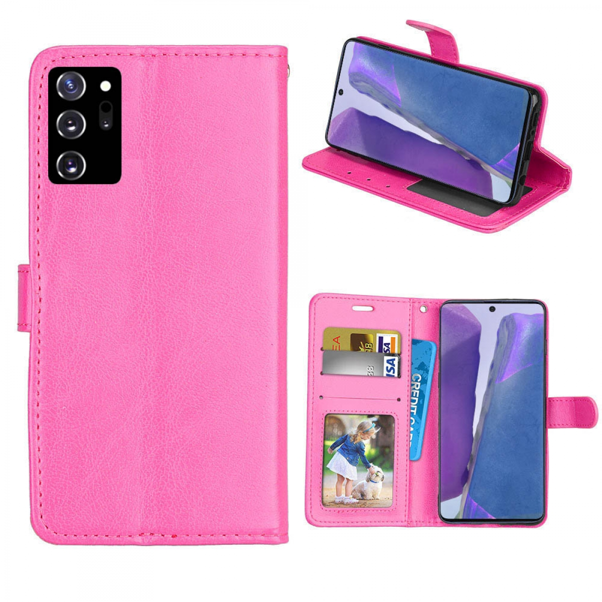 CASEONLINE Klappbare - Pink, Bookcover, Galaxy Note Ultra, Samsung, Multicolor 20