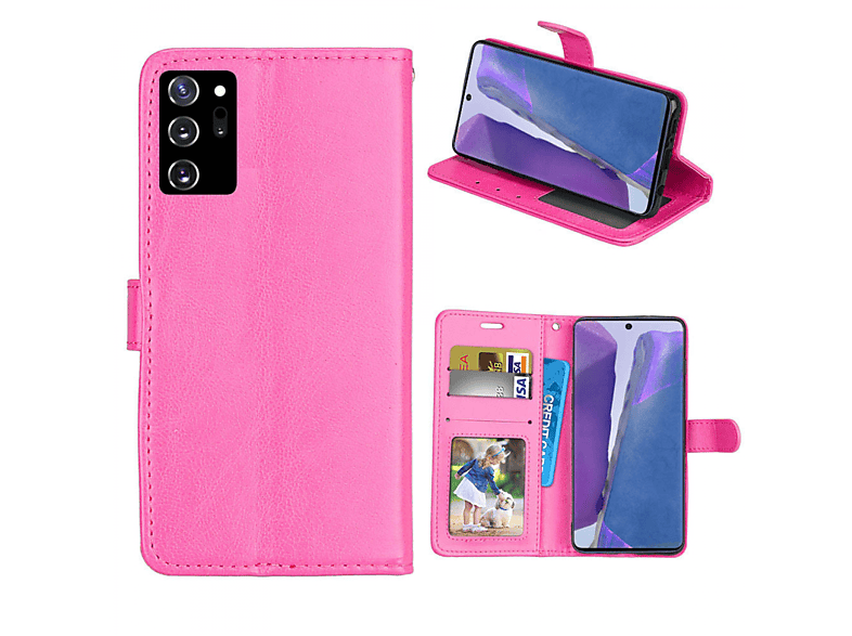 CASEONLINE Klappbare - Pink, Bookcover, Note Galaxy Ultra, 20 Multicolor Samsung
