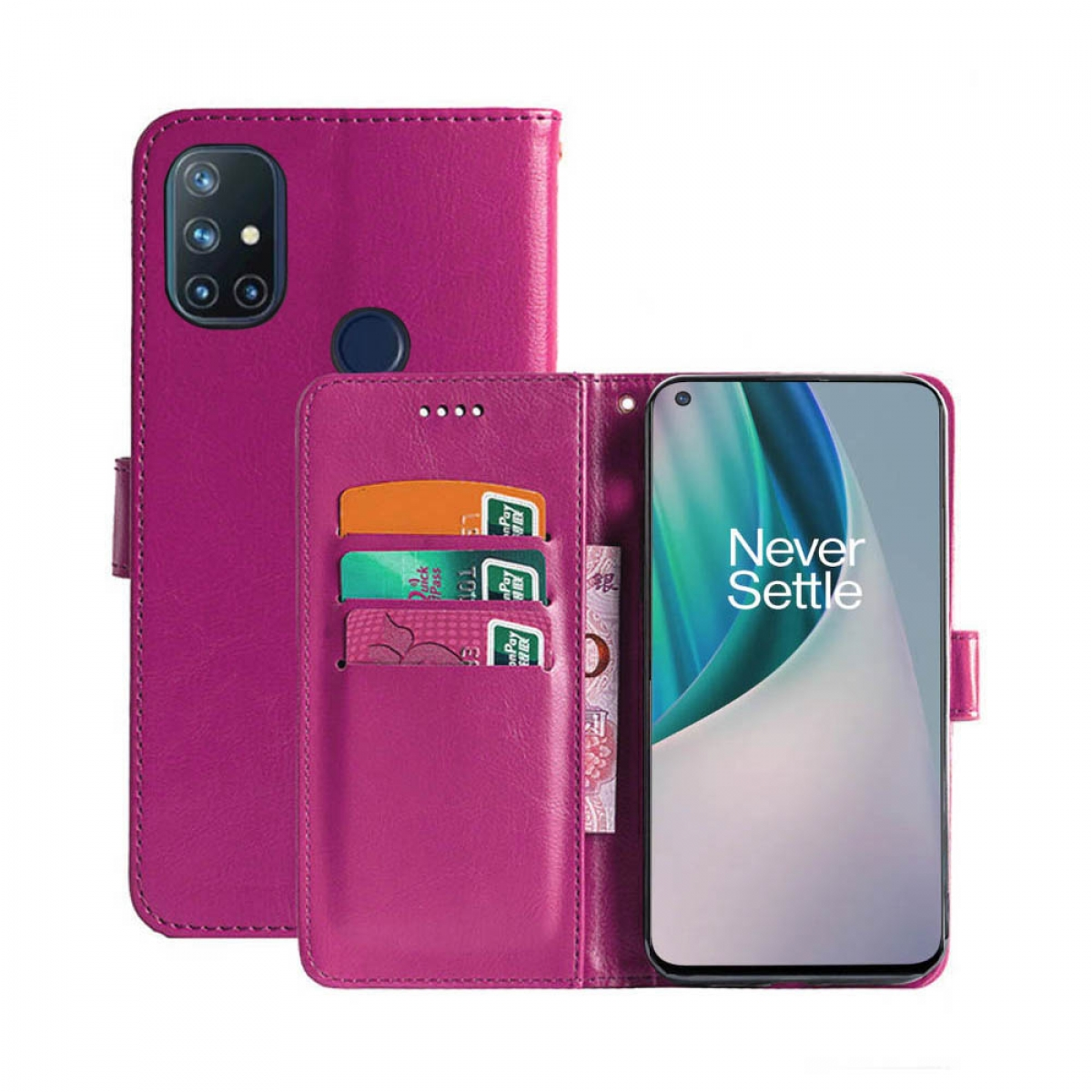 CASEONLINE Klappbare - Pink, Nord Multicolor OnePlus, N10, Bookcover