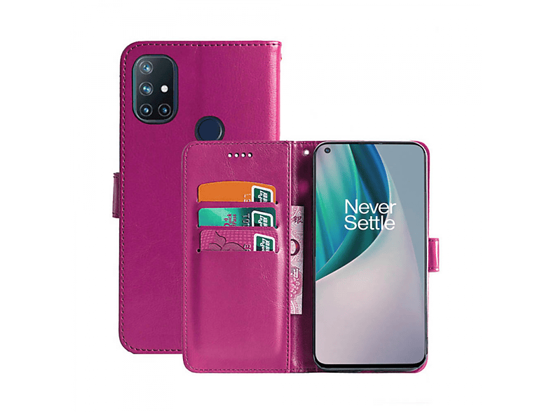 CASEONLINE Klappbare Multicolor OnePlus, Bookcover, N10, Pink, Nord 