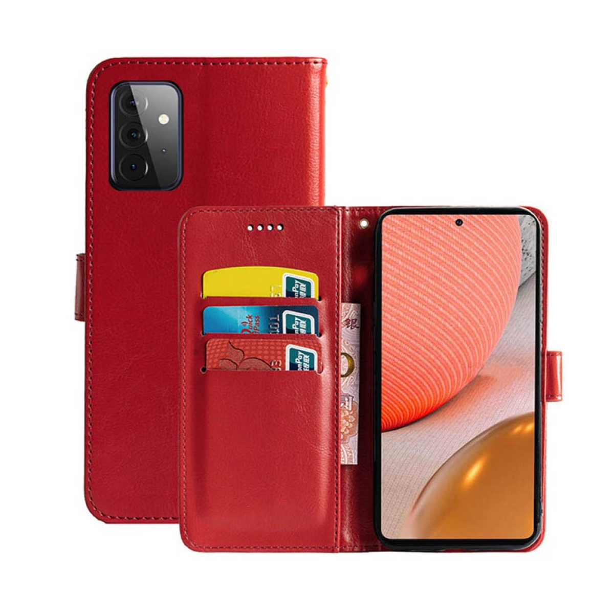 CASEONLINE Klappbare - Bookcover, Rot Rot, 5G, A72 Galaxy Samsung