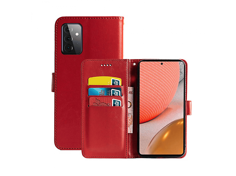 A72 Klappbare Bookcover, Galaxy CASEONLINE - Samsung, Rot, 5G, Rot