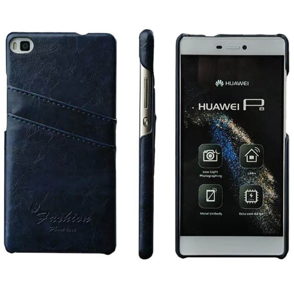 Backcover, Blau, Retro Huawei, - CASEONLINE P8, Multicolor