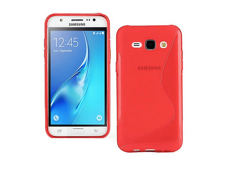 CASEONLINE S-Line - Rot, Backcover, Samsung, Galaxy J1 (2016), Multicolor