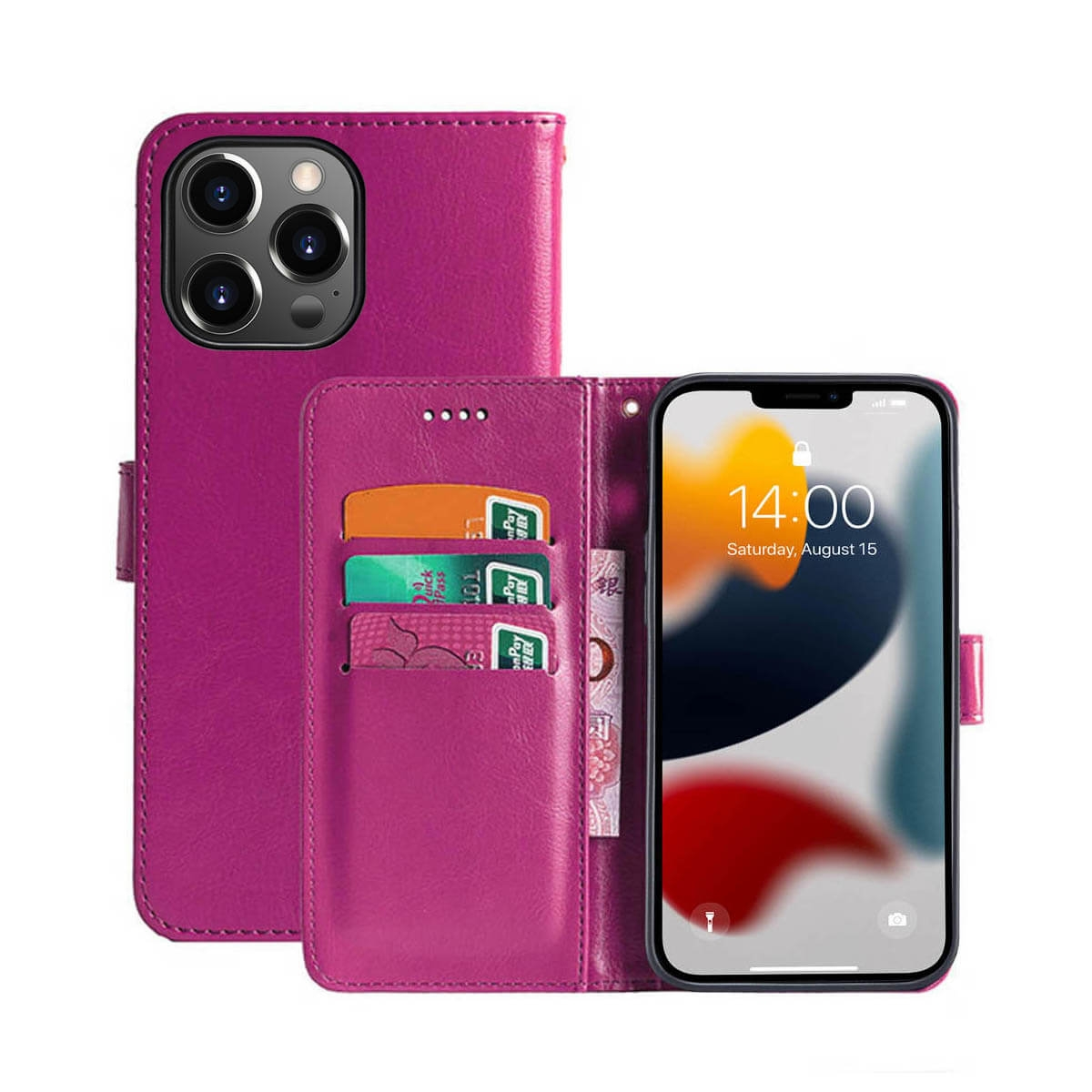 CASEONLINE Apple, Pink, Bookcover, - Pro, Multicolor 13 Klappbare iPhone