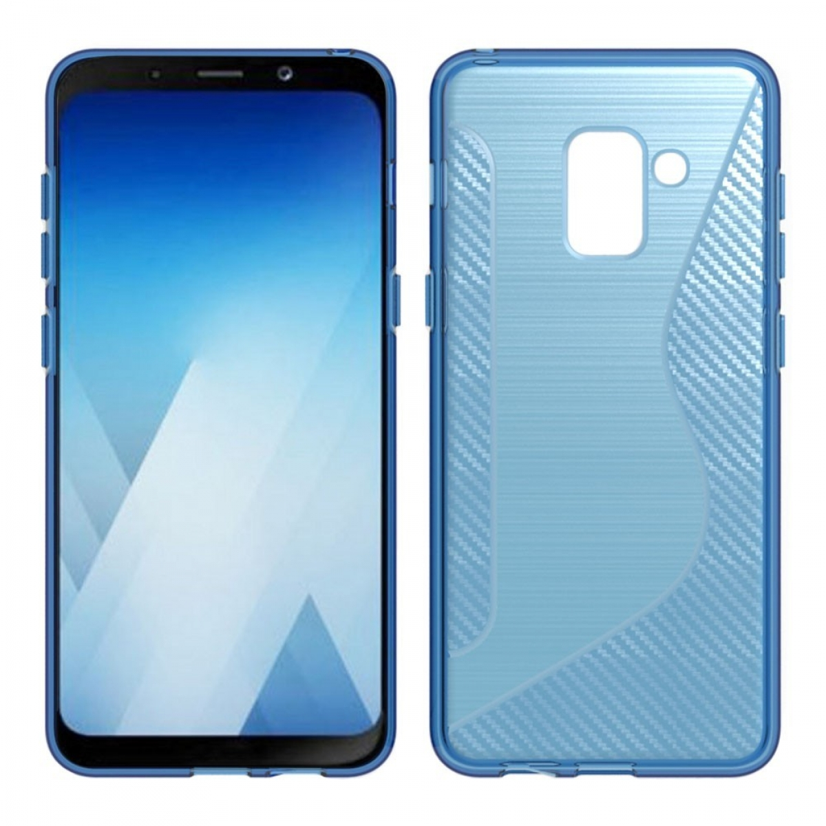 Samsung, Backcover, S-Line (2018), A8 CASEONLINE - Galaxy Plus Multicolor Blau,