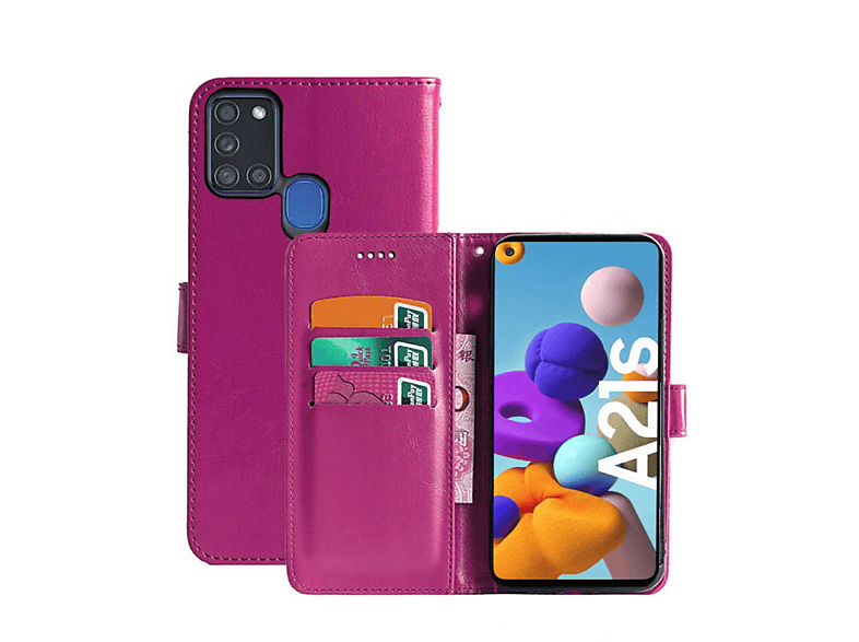 CASEONLINE Klappbare - Pink, Galaxy A21s, Multicolor Samsung, Bookcover