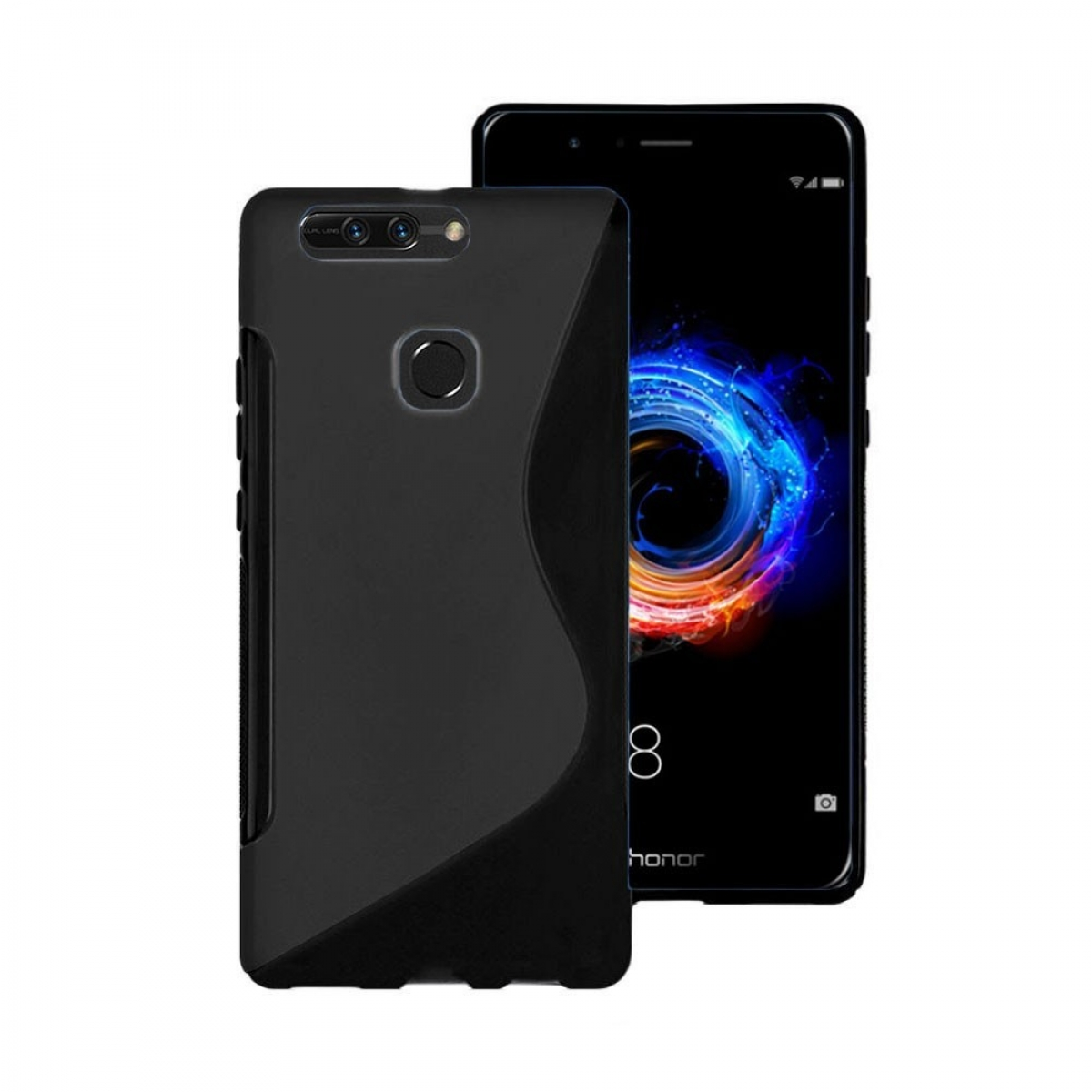 CASEONLINE S-Line Huawei, Multicolor Schwarz, - 8 Honor Backcover, Pro