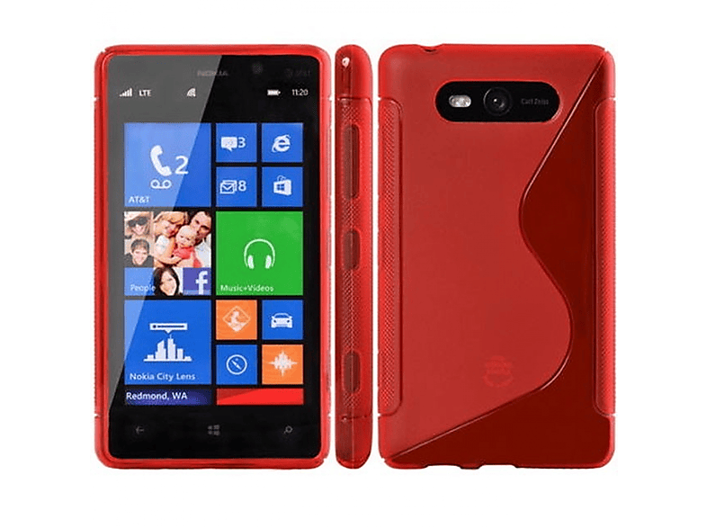 CASEONLINE Backcover, Nokia, S-Line, Rot Lumia 820,