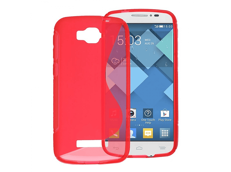 CASEONLINE S-Line - Rot, Backcover, Alcatel, Onetouch Pop C7, Multicolor