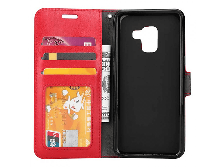 CASEONLINE Klappbare - Rot, Bookcover, Samsung, Galaxy A8 Plus (2018), Rot