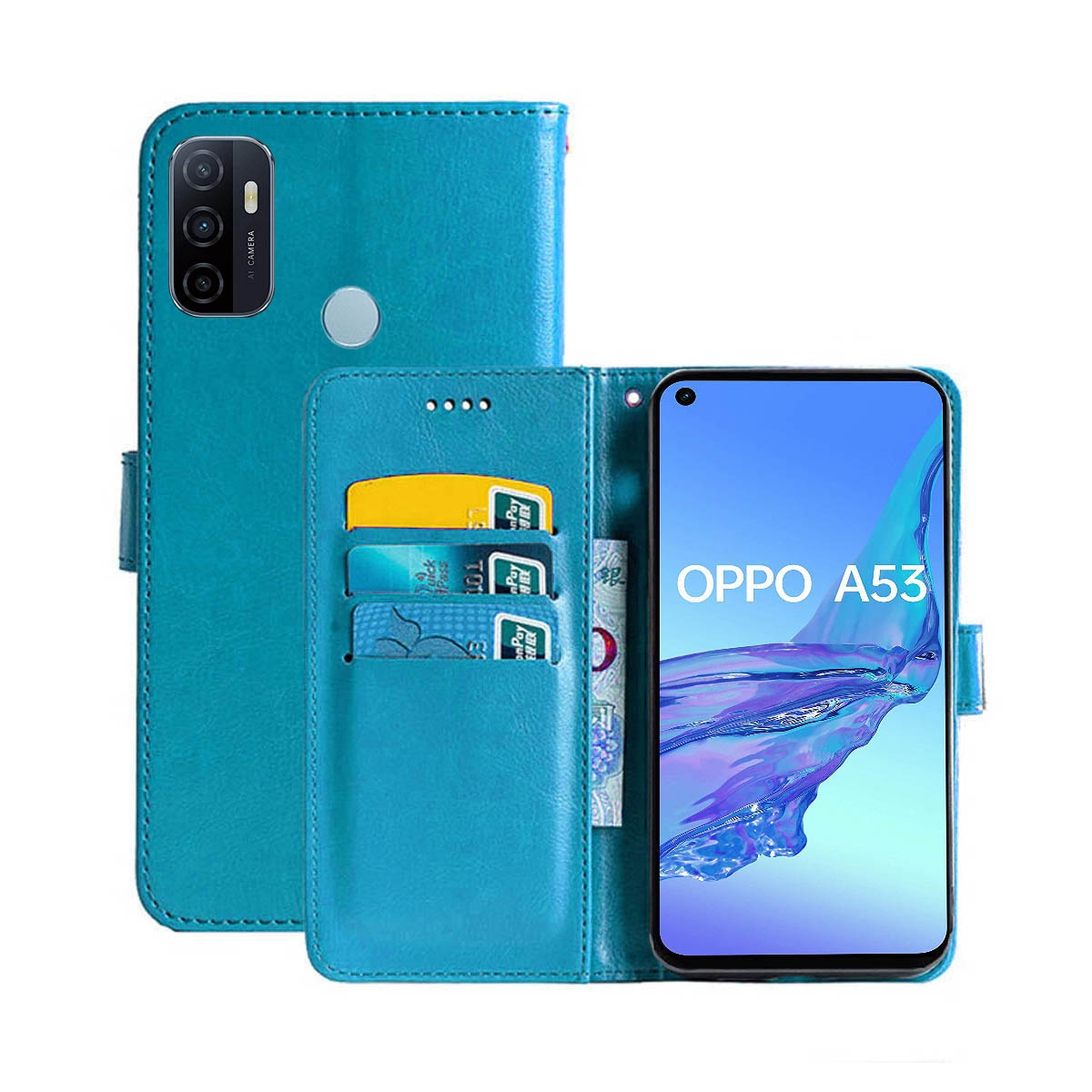 Multicolor CASEONLINE 4G, A53 Oppo, Hellblau, - Bookcover, Klappbare