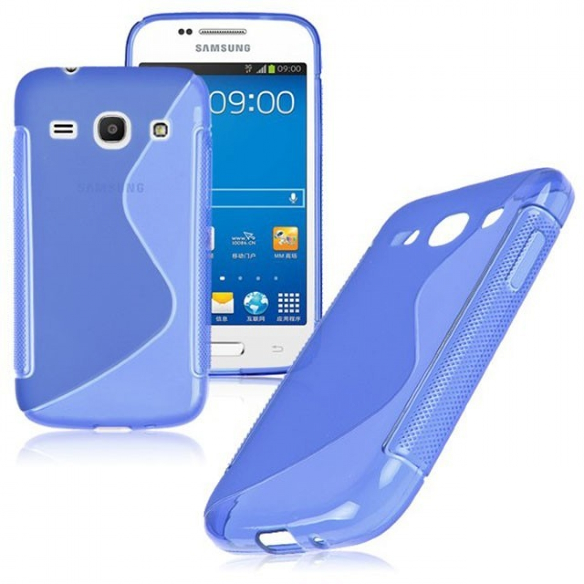 CASEONLINE S-Line - Blau, Backcover, Galaxy Core Samsung, Multicolor Plus