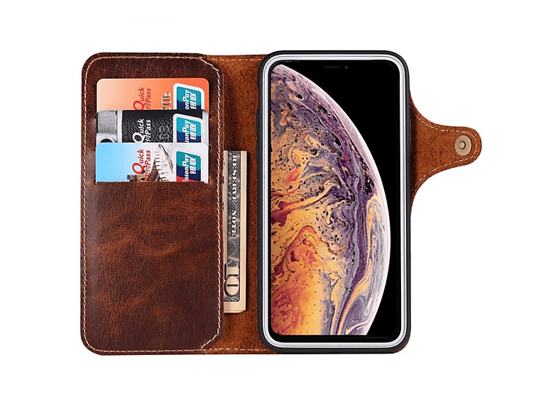 Braun Apple, iPhone Leder Mini, CASEONLINE Bookcover, - Braun, 12