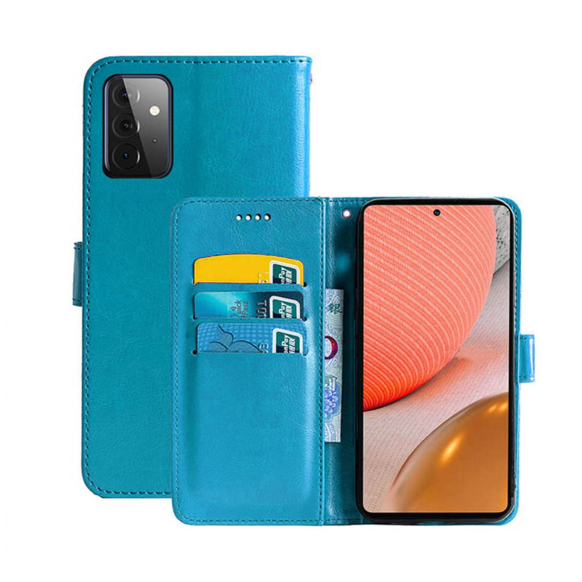 Galaxy A72 Hellblau, Bookcover, CASEONLINE Klappbare Multicolor 5G, Samsung, -
