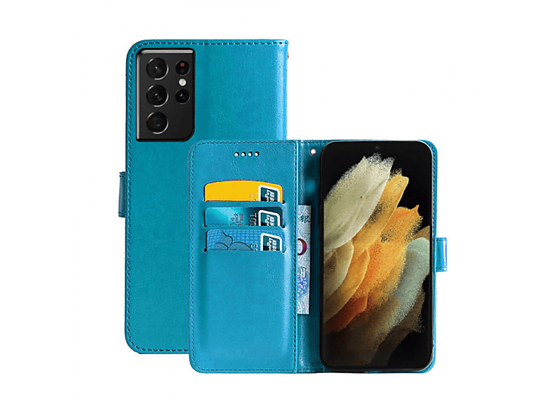 Galaxy Samsung, Klappbare CASEONLINE Bookcover, - Hellblau, S21 Ultra, Multicolor