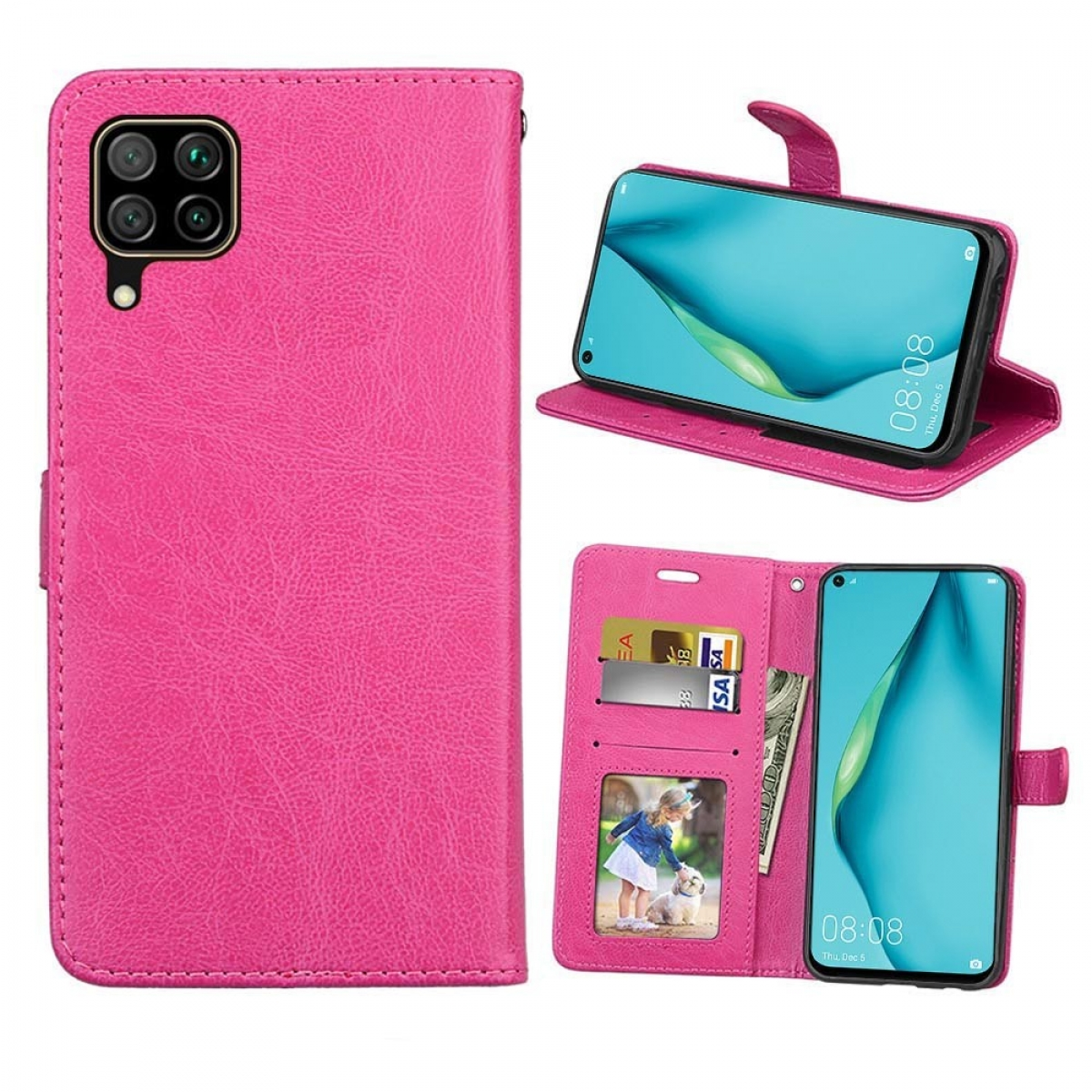 P40 Lite, Huawei, Bookcover, Multicolor Klappbare CASEONLINE - Pink,