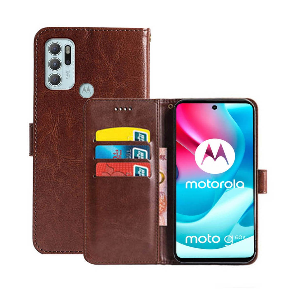 CASEONLINE Klappbare - Moto Motorola, Bookcover, Braun Braun, G60S
