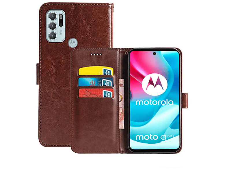Motorola, - Bookcover, CASEONLINE Braun, Klappbare G60S, Braun Moto