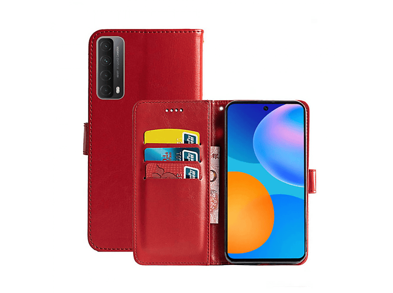 CASEONLINE Klappbare - Rot, Bookcover, Huawei, P Smart 2021, Multicolor
