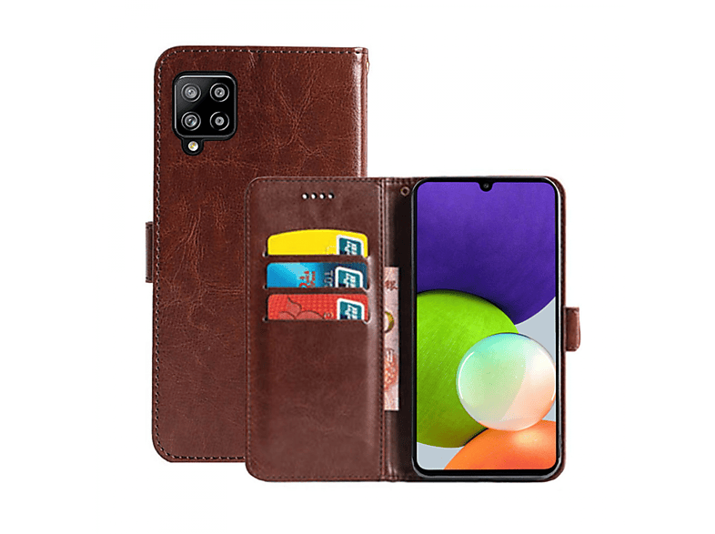 CASEONLINE Klappbare - Braun, Bookcover, Samsung, Galaxy A22 4G, Multicolor