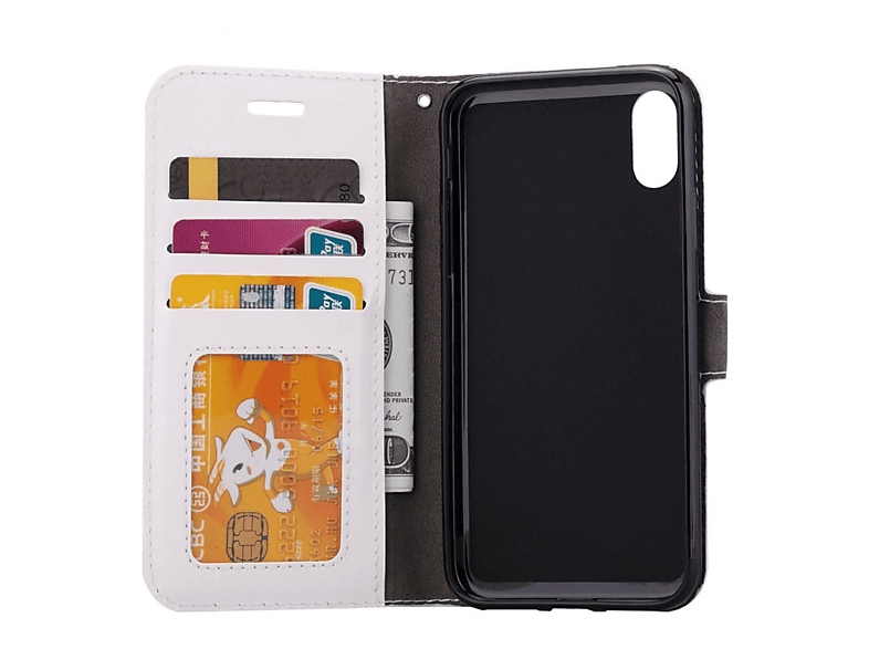 CASEONLINE Klappbare - Weiß, Bookcover, Apple, iPhone XS Max, Multicolor