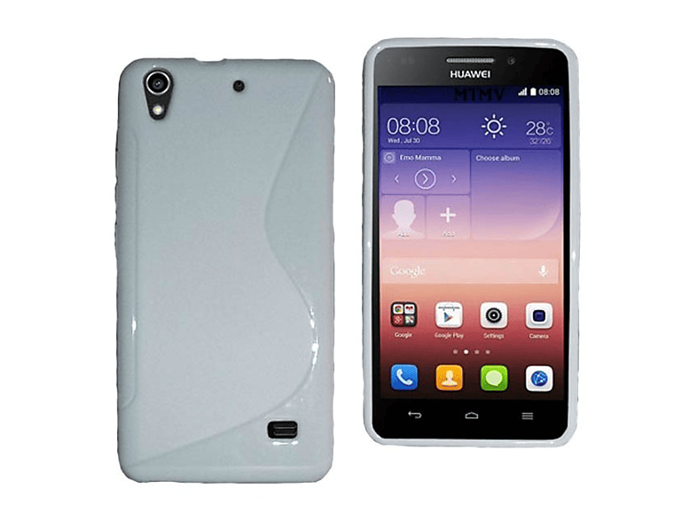 CASEONLINE S-Line - Weiß, Backcover, Huawei, Multicolor G620S, Ascend