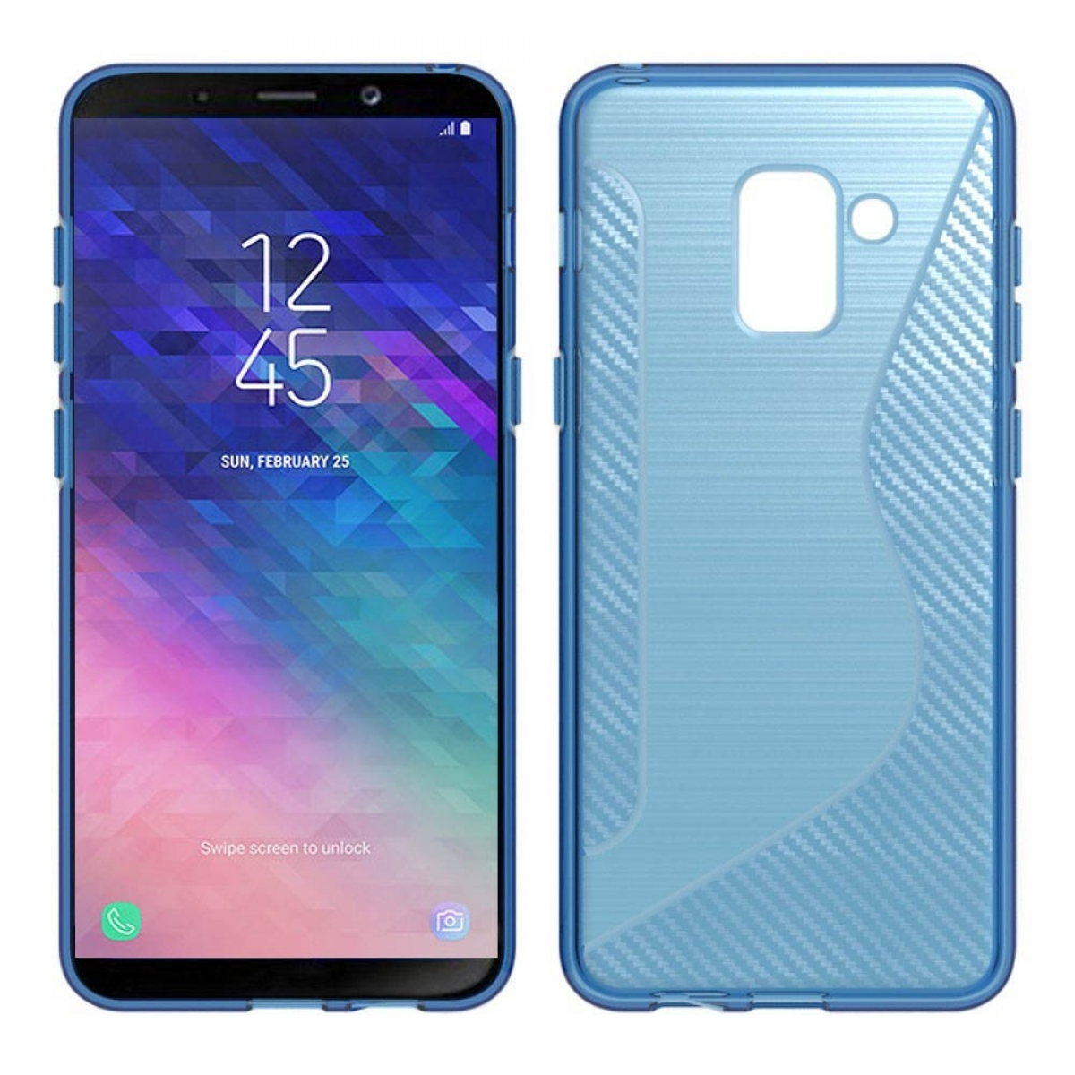 CASEONLINE S-Line - Blau, Backcover, Multicolor Galaxy Plus A6 (2018), Samsung