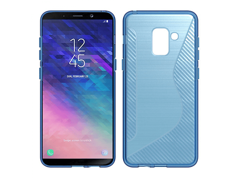 CASEONLINE S-Line - Blau, Plus (2018), Multicolor Backcover, Samsung, A6 Galaxy