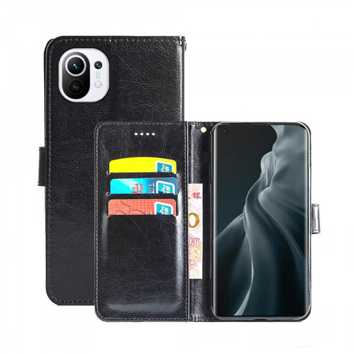 Schwarz, Mi - CASEONLINE Bookcover, Klappbare 11, Xiaomi, Multicolor