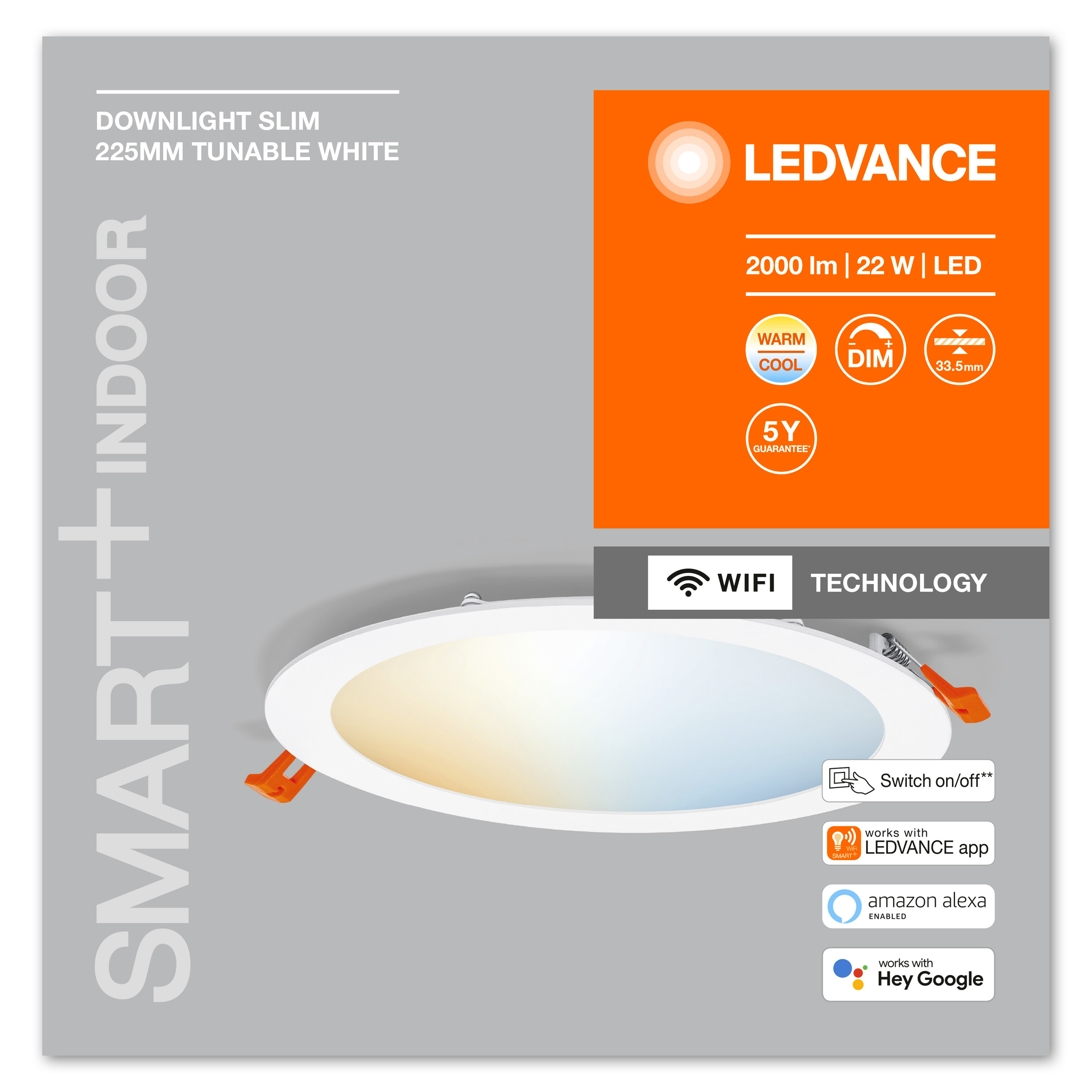 LEDVANCE SMART RECESS SLIM Deckenbeleuchtung änderbar TW Lichfarbe DOWNLIGHT