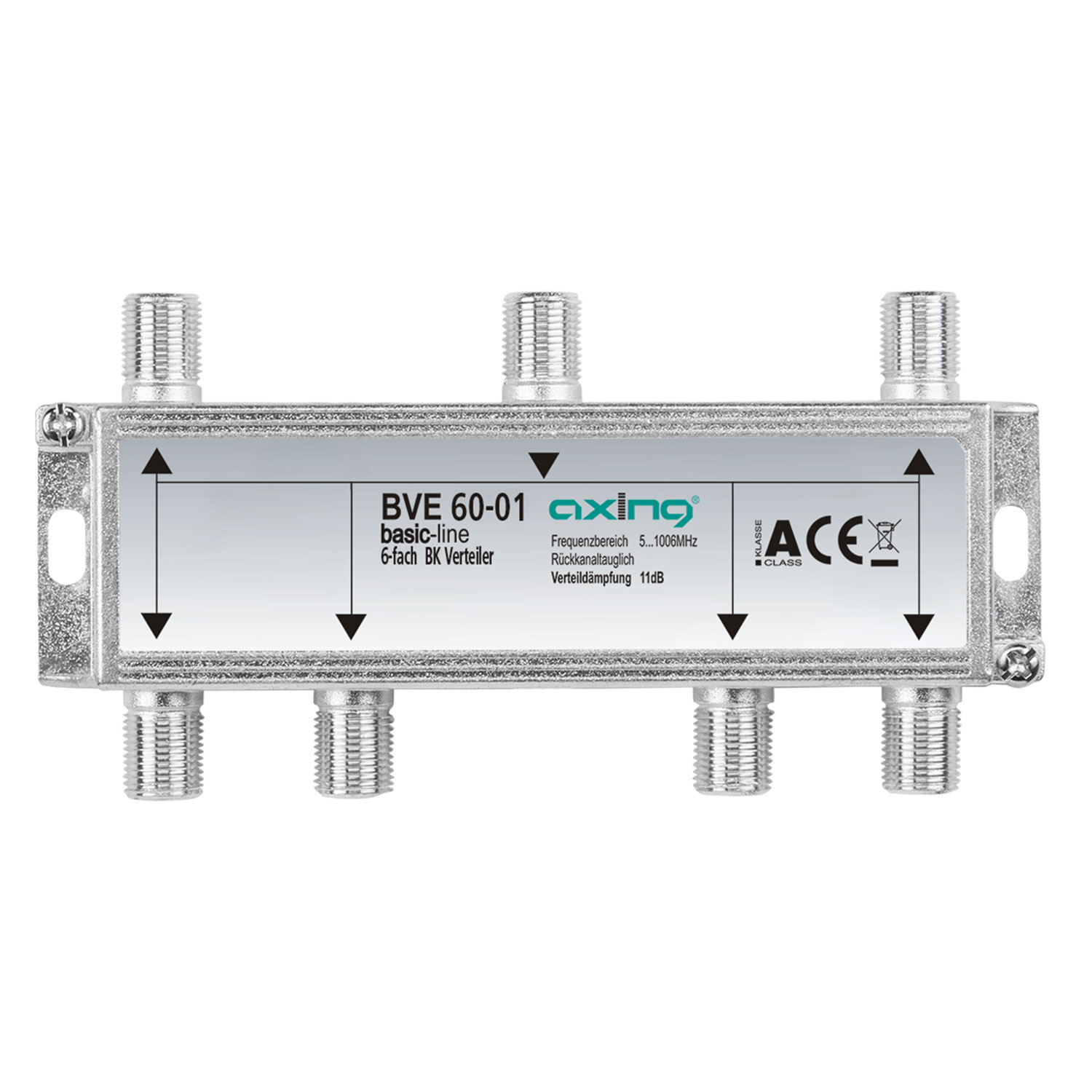 AXING BVE 60-01 BK-Verteiler 6-fach Kabelfernsehen für Verteiler