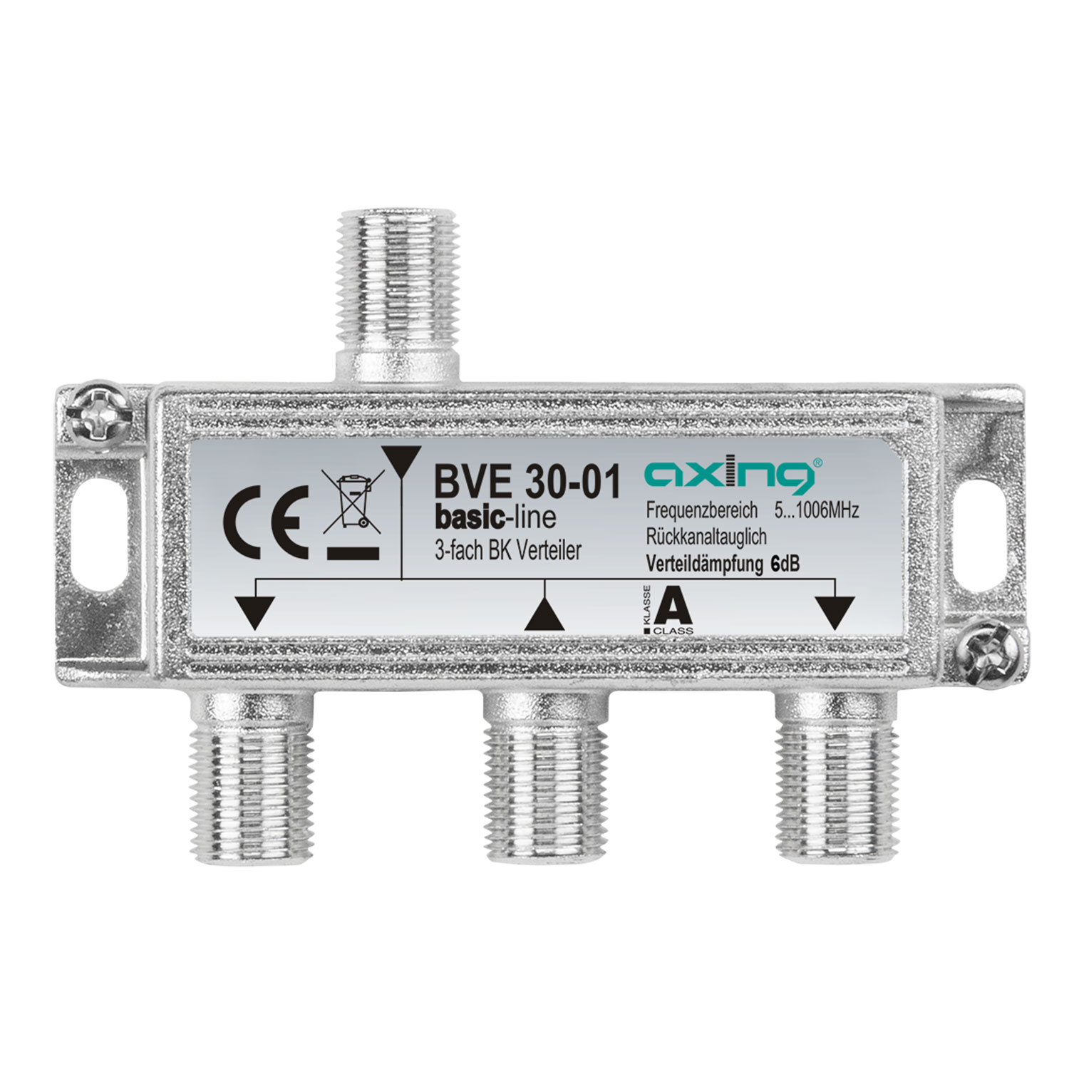 AXING BVE 30-01 BK-Verteiler 3-fach Verteiler Kabelfernsehen für