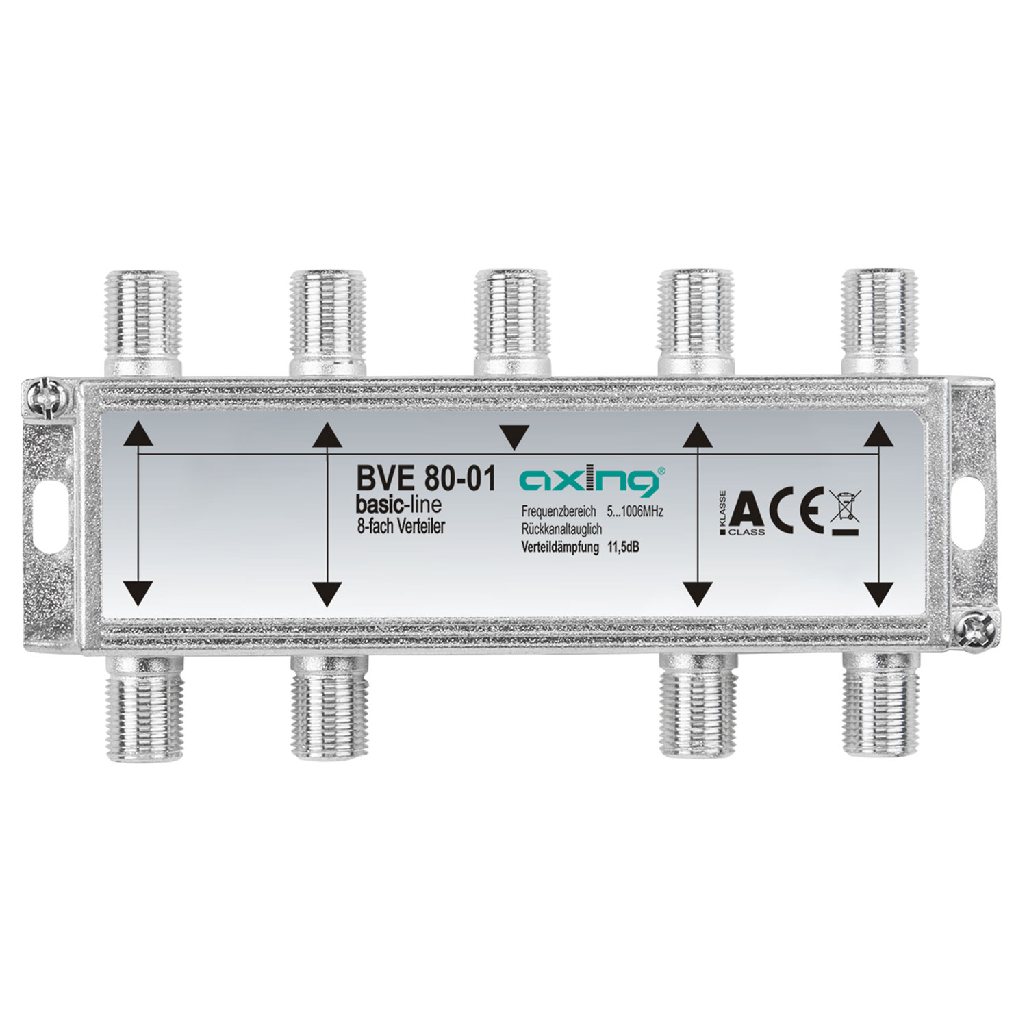 AXING BVE 80-01 BK-Verteiler für Verteiler Kabelfernsehen 8-fach