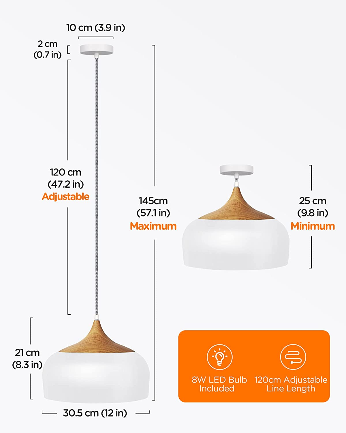 TOMONS LED Deckenlampe Skandinavisch Simpler Esszimmer für Wohnzimmer warmweiß Restaurant Stil Pendelleuchte Moderner