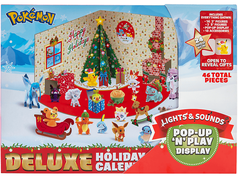 Pokémon - Adventskalender - DELUXE mit 16 exklusiven Pokémon Weihnachts-Figuren
