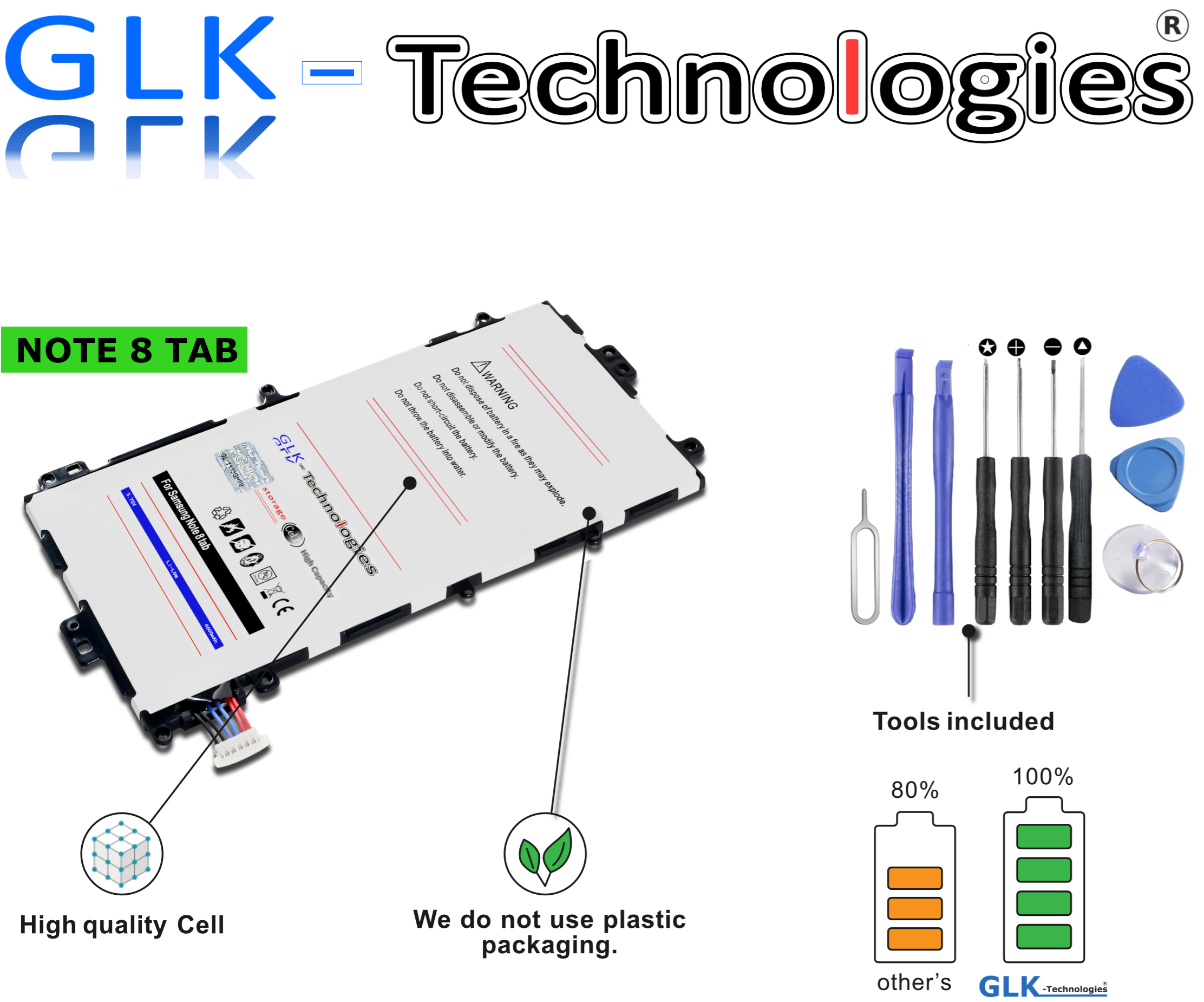 GLK-TECHNOLOGIES Akku Akku N5100 4600mAh 8.0 Note Samsung Werkzeug inkl. 8 SP3770E1H sgh-i467 Li-Ion N5120 N5110 Tablet Ersatz N5110 für