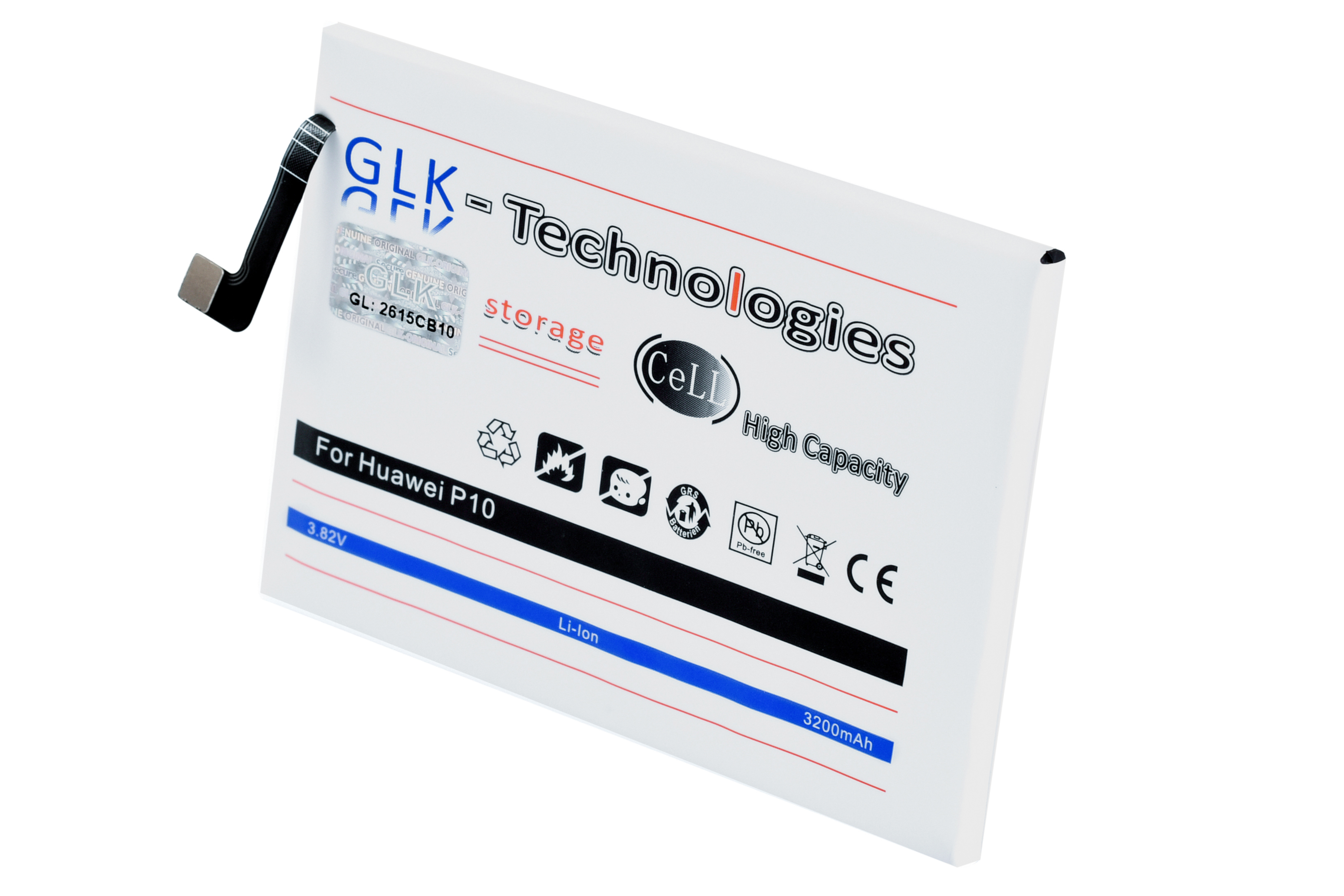 GLK-TECHNOLOGIES High Akku P10 HB386280ECW Akku für Huawei Ersatz inkl. Power Werkzeug Smartphone Li-Ion Set Kit Battery Ersatz