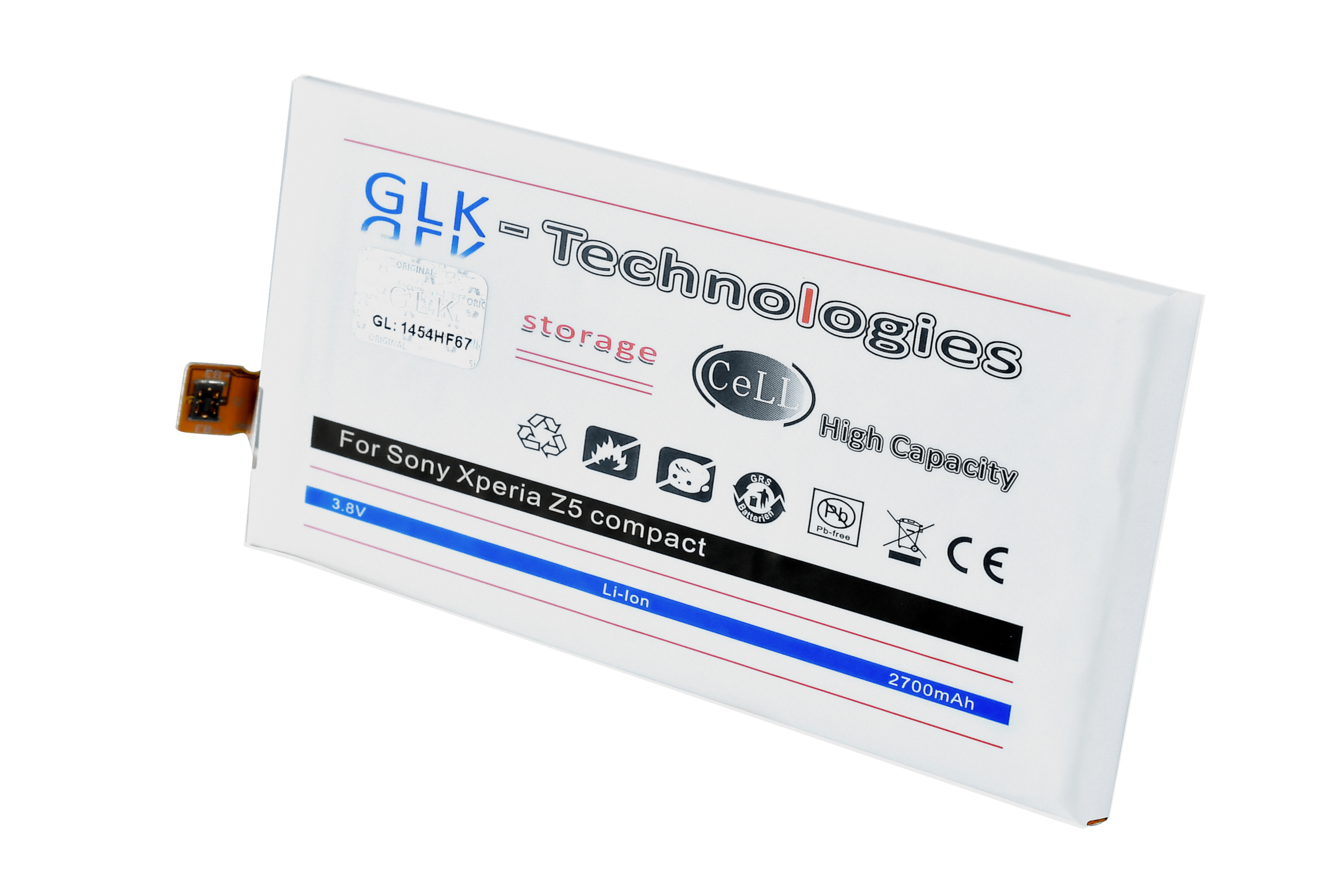 GLK-TECHNOLOGIES High Power Akku inkl. Battery Akku Ersatz Werkzeug Li-Ion LIS1594ERPC Smartphone Compact Sony Z5 mAh 2700 für Xperia