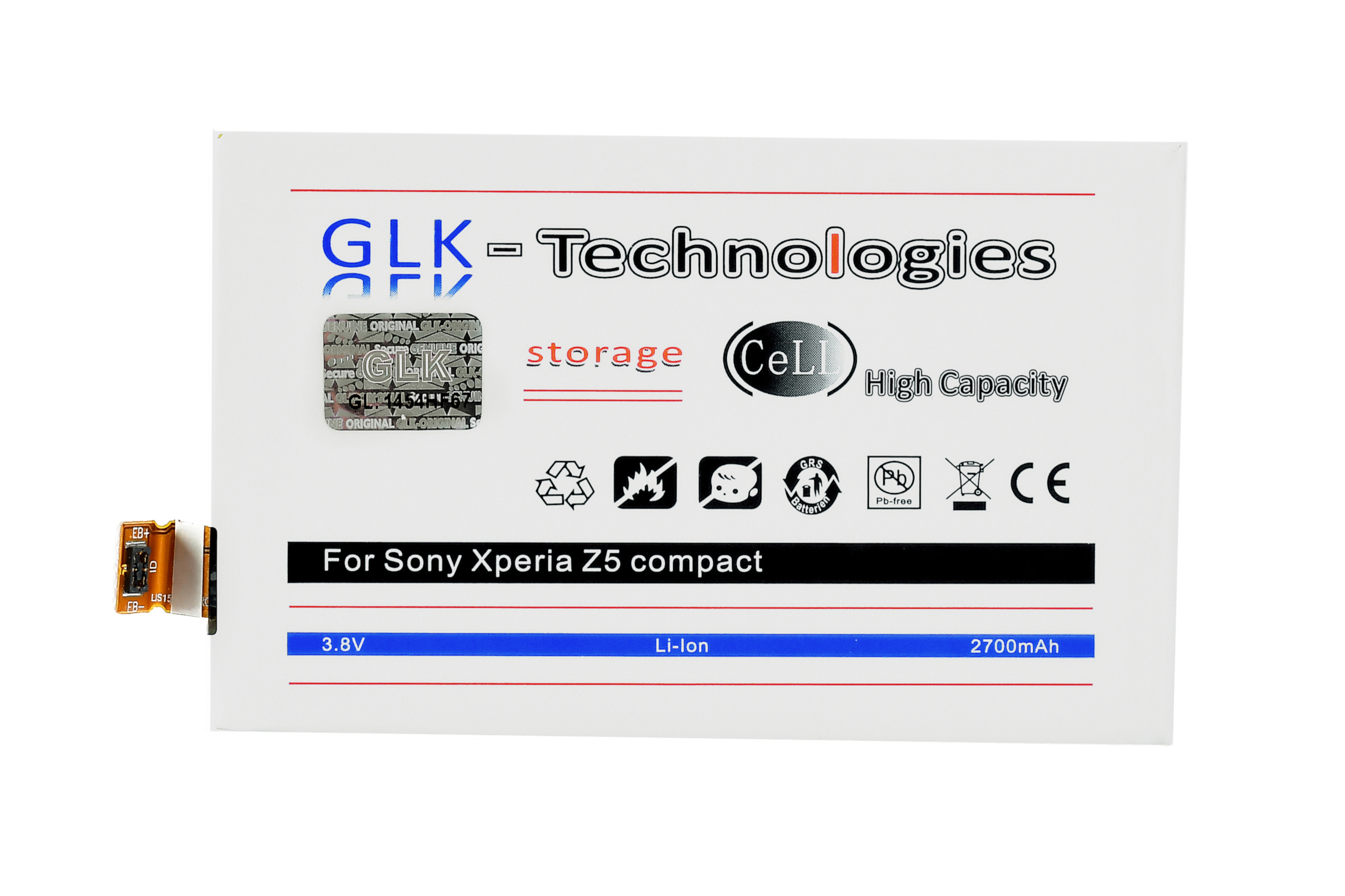 GLK-TECHNOLOGIES High Power Akku inkl. Battery Akku Ersatz Werkzeug Li-Ion LIS1594ERPC Smartphone Compact Sony Z5 mAh 2700 für Xperia