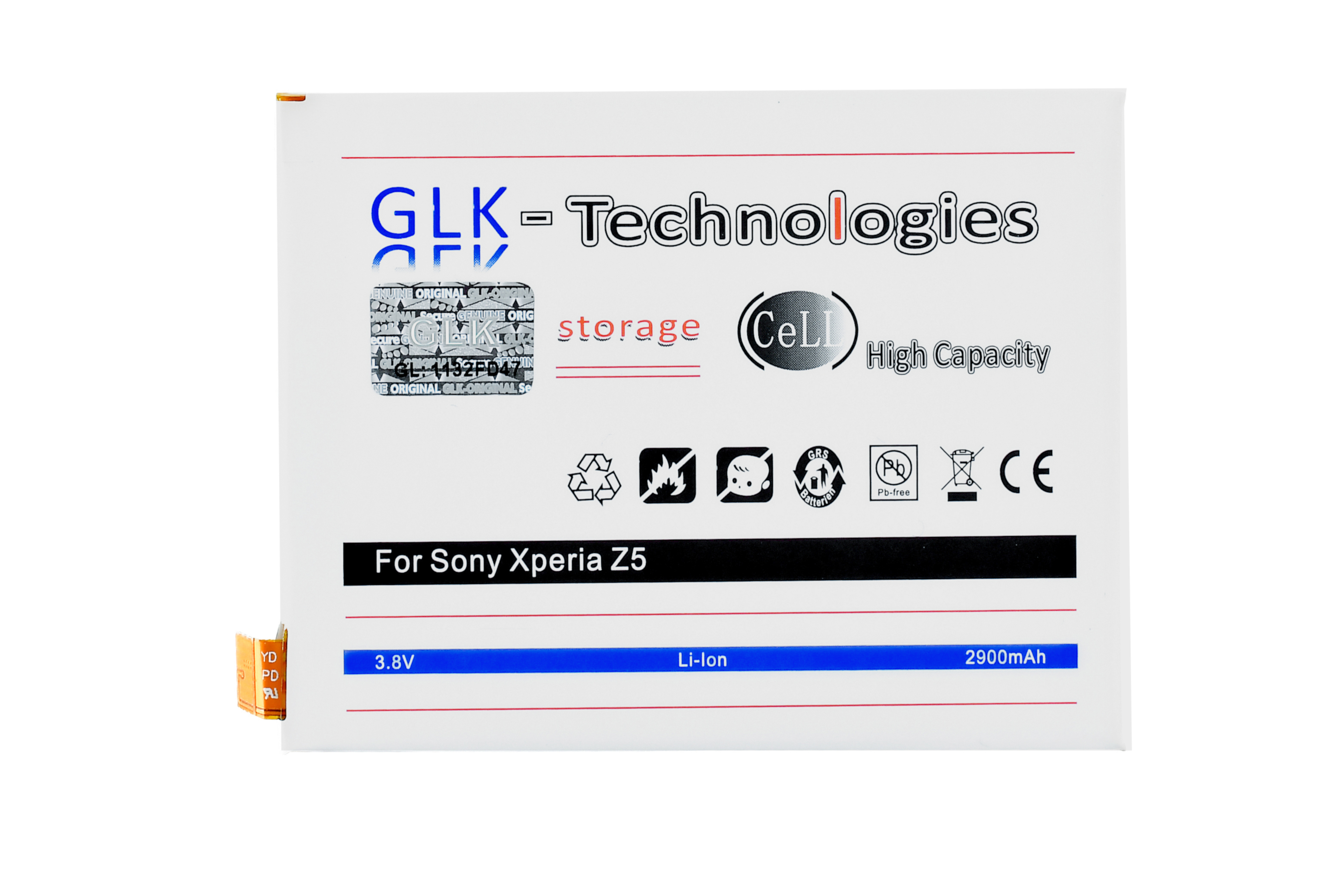 GLK-TECHNOLOGIES High Power Akku Akku Werkzeug Xperia 2900 inkl Smartphone für Li-Ion Z5 mAh LIS1593ERPC Ersatz Sony Battery