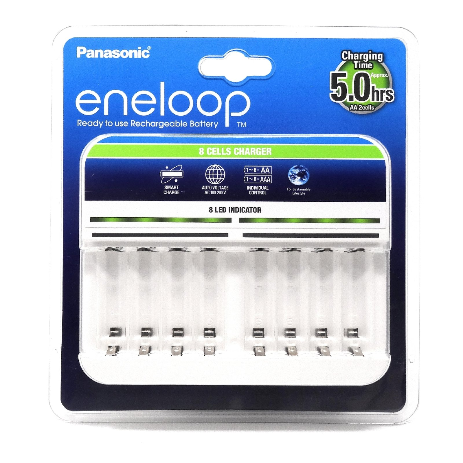 Cargador Panasonic Eneloop bqcc63 para pilas recarg. 18 nimh aaa