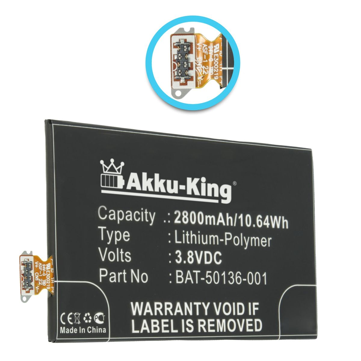 AKKU-KING Akku für Blackberry BAT-50136-001 3.8 2800mAh Volt, Li-Polymer Handy-Akku