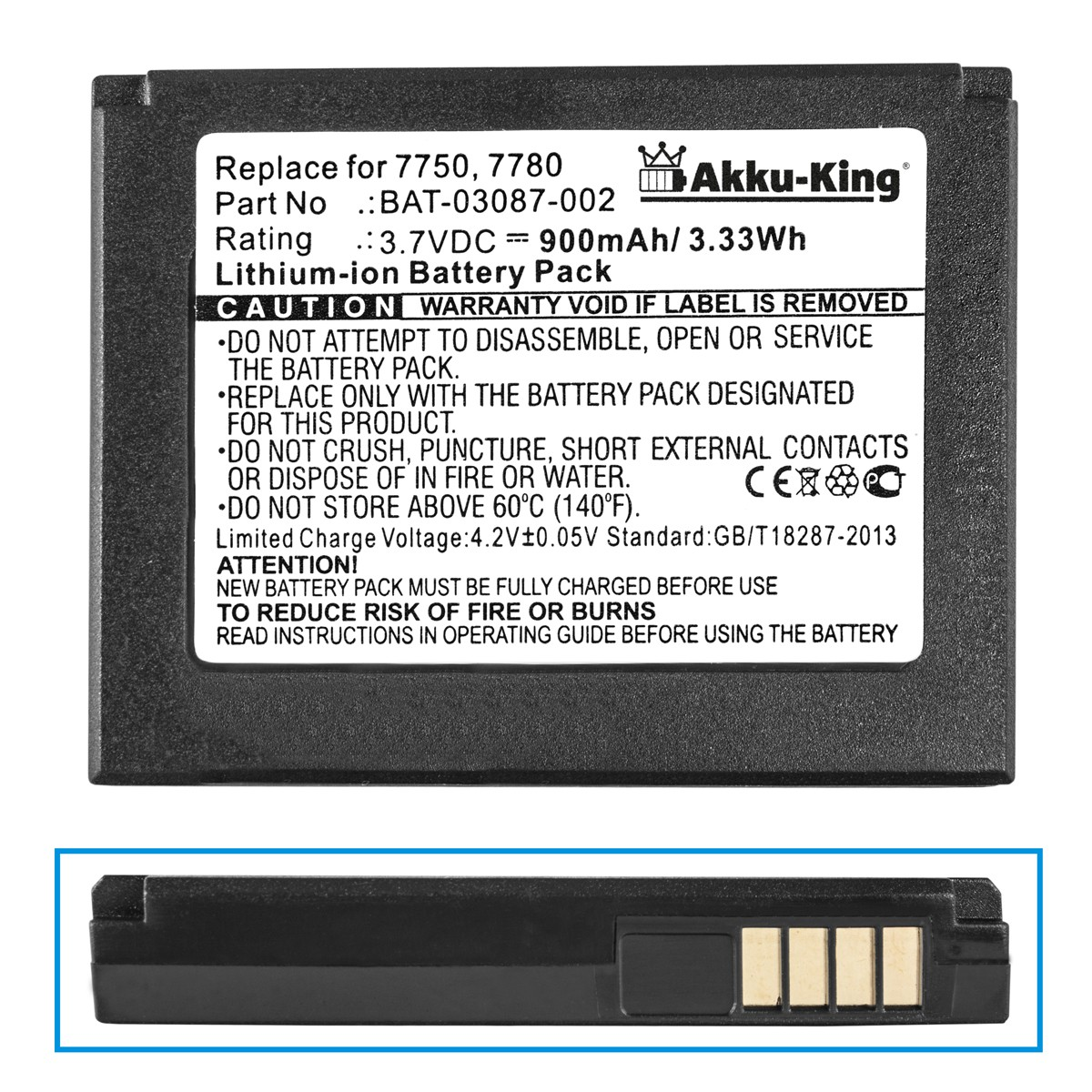 für Volt, 3.7 900mAh Li-Ion Handy-Akku, BAT-03087-001 Akku AKKU-KING Blackberry