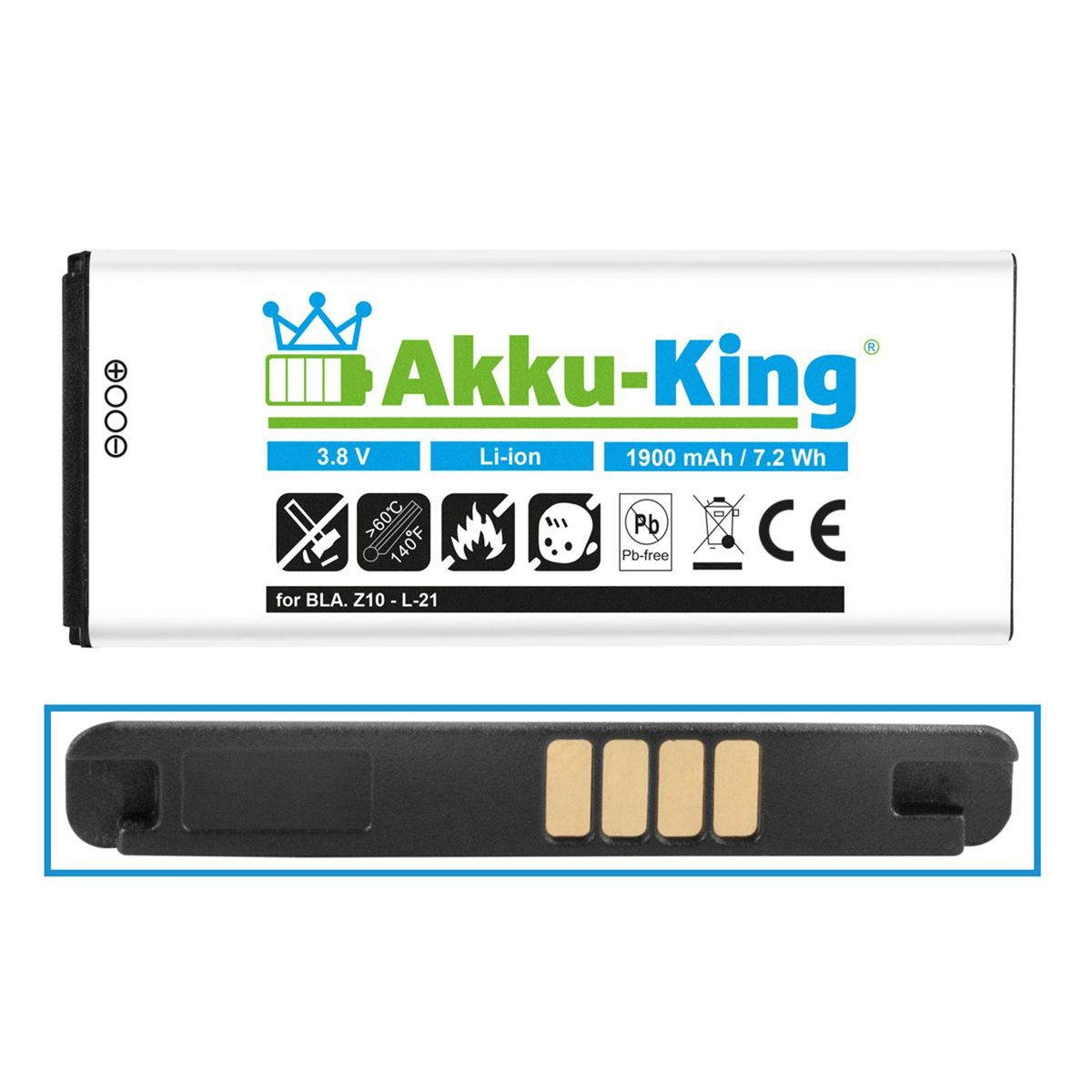 Handy-Akku, Li-Ion für 3.8 Akku 1900mAh L-S1 Volt, BlackBerry AKKU-KING