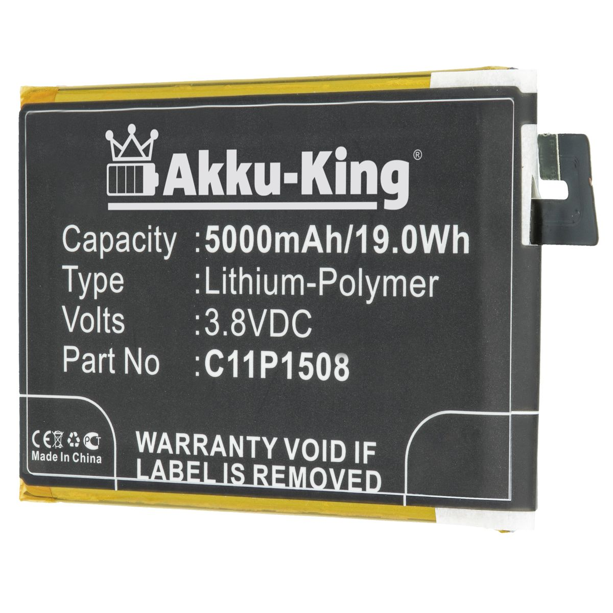 AKKU-KING Akku 3.8 Li-Polymer C11P1508 Volt, Handy-Akku, für 5000mAh Asus