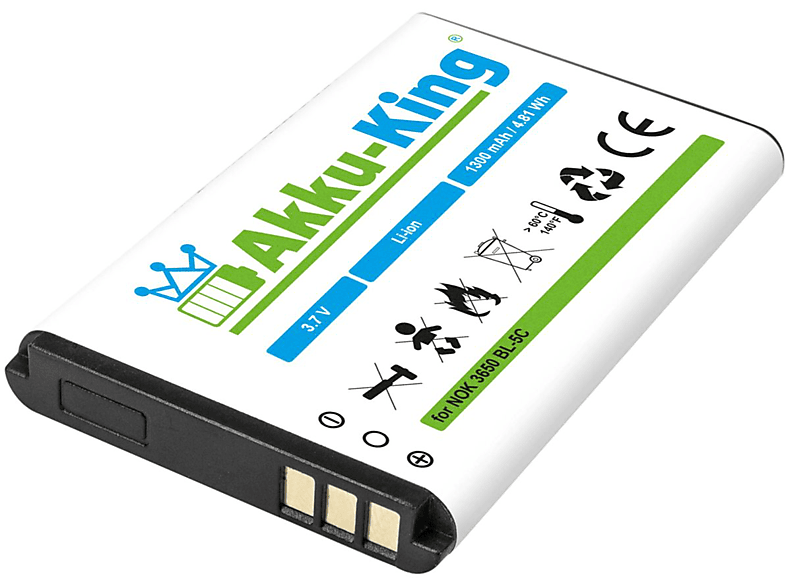 AKKU-KING Akku kompatibel mit Wiko Lubi2 Li-Ion Handy-Akku, 3.7 Volt, 1300mAh